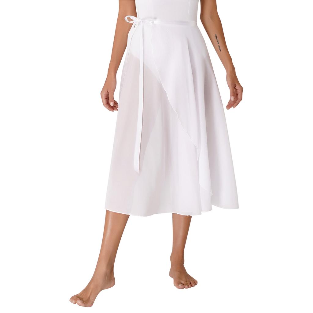 Womens Lace-Up Flowy Skirt Ballet Modern Dance Training Wrap Skirt Midi Skirts Beach Wear Cover Up