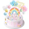 Birthday Unicorn Cake Topper,Rainbow Balloon Cake Decorations Cupcake Toppers for Girls Unicorn Birthday themed Party Supplies