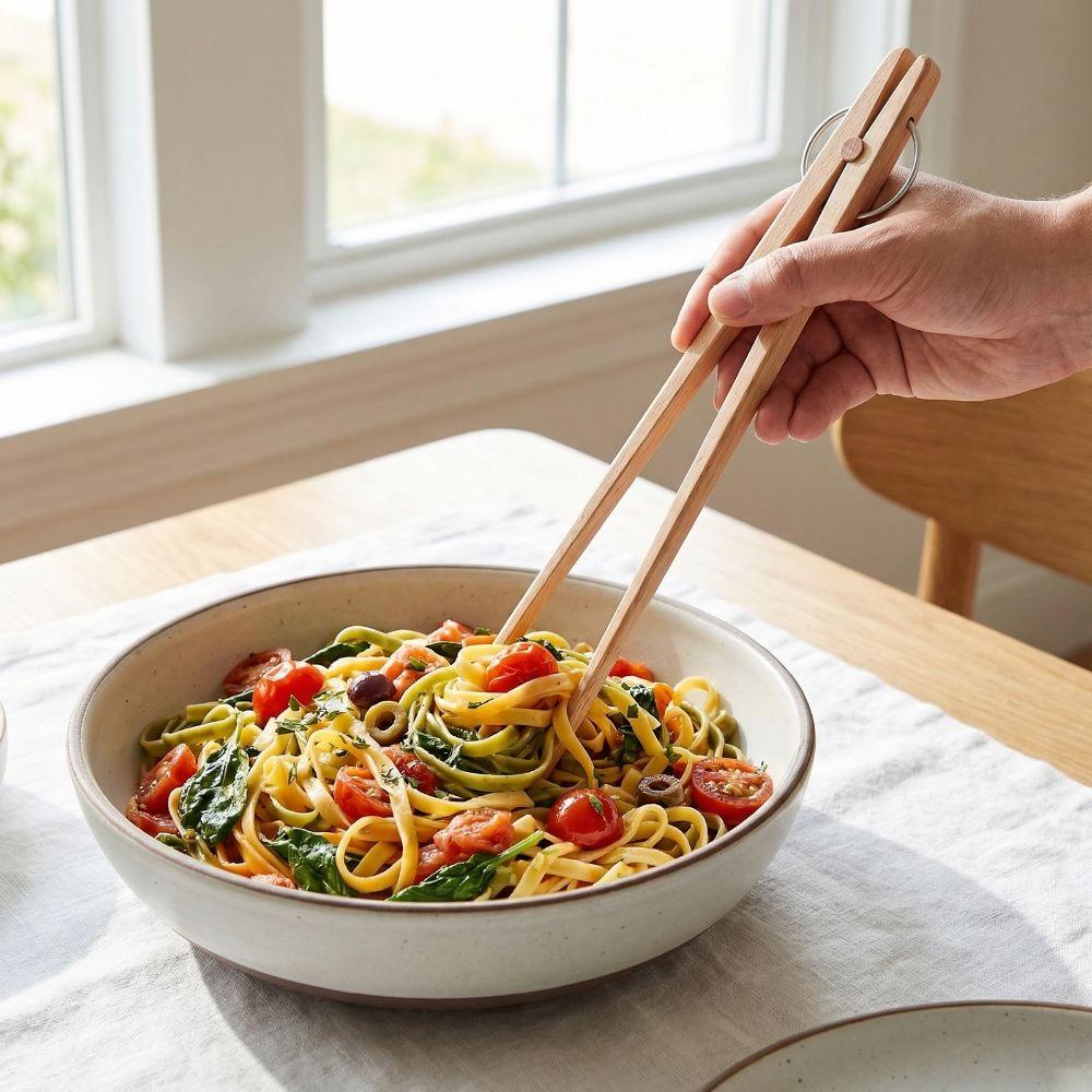 Reusable Wooden Tongs Classic Snack Clip Grilling Accessory Bread Tongs Cooking Preparation