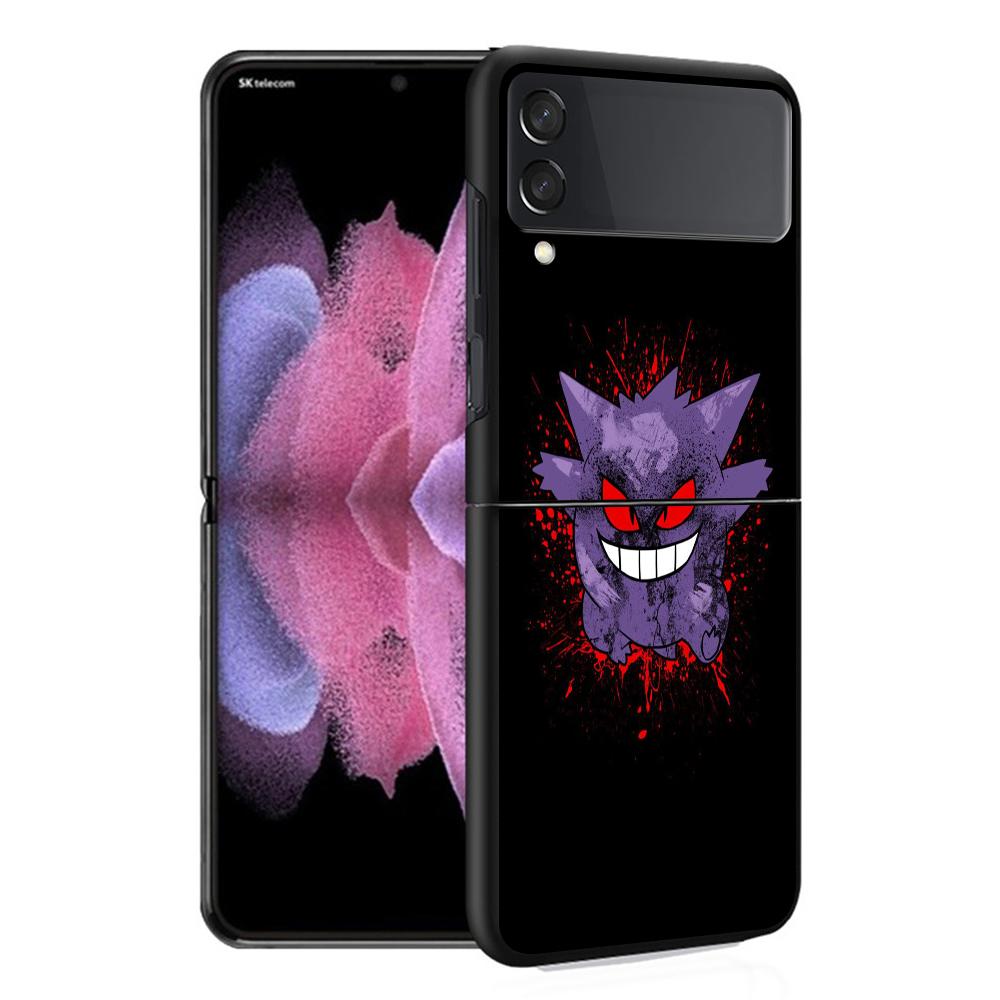 Luxusní pouzdro pro Samsung Galaxy Z Flip 4 3 5G Černé PC Tvrdé Pouzdra na Telefon Módní Zadní Kryt ZFlip Funda Pokemon Gengar Cool Skořepina