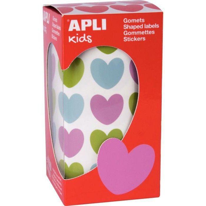 Heart Stickers - Sheet - 900 Pieces - Multicolored - 20x18 Mm - Micro-perforated Roll