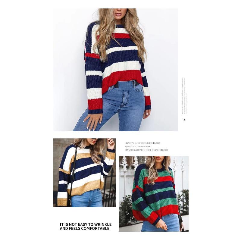 Women S Loose Fit Striped Knit Pullover Casual Sweater