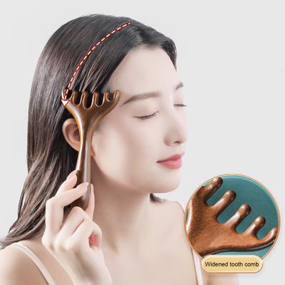 Sandalwood Massage Comb Long Handle Lymphatic Drainage Massage Tool Muscle Tension Five-Claw Head Acupoint Massage Gua Sha Tool for Family Elderly
