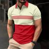 Summer Casual with Stripes Solid Color Men's Short-sleeved Polo Shirt Fashion Daily Wear Popular Clothes In Europe and America