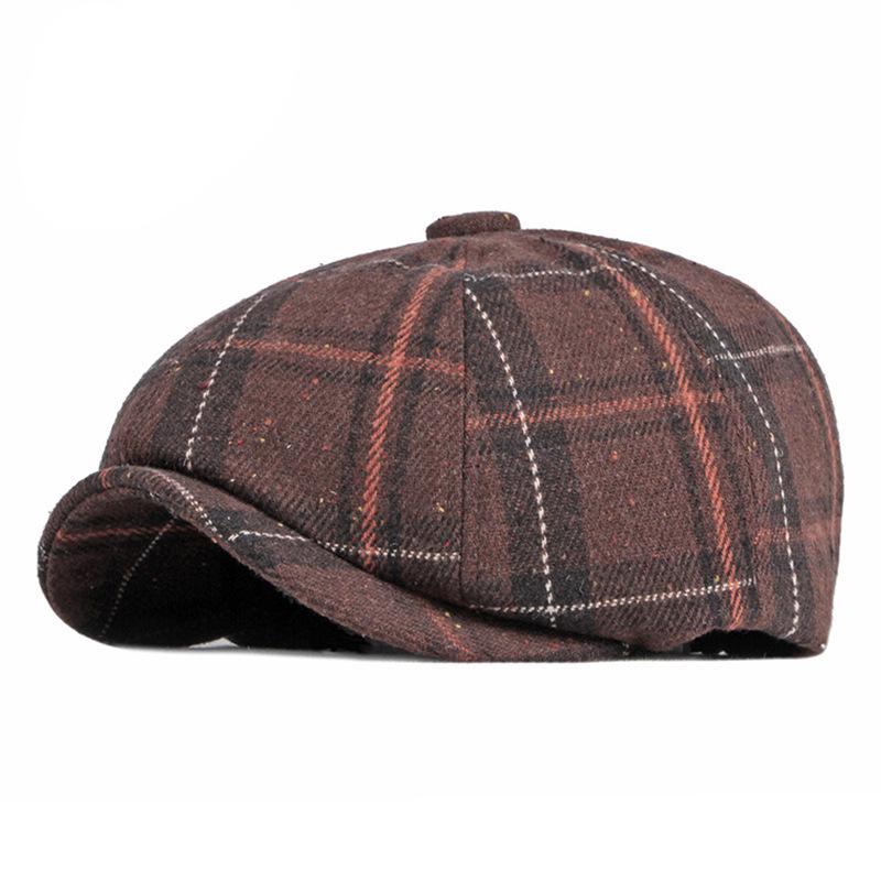 Autumn/Winter Unisex Plaid Newsboy Beret - British Retro Style Wool Hat