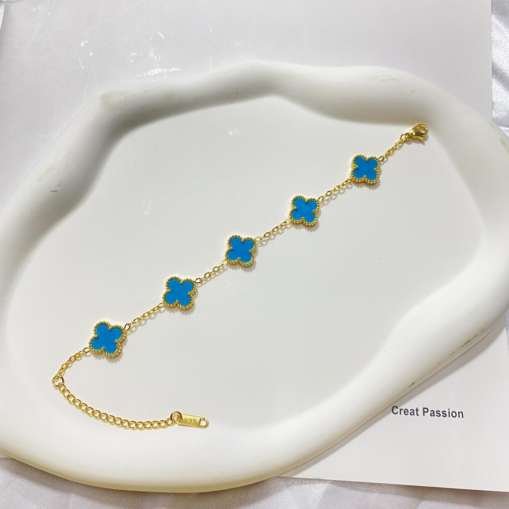 Female Titanium Steel Does Not Fade 9MM Five-flower Lucky Four-leaf Clover Bracelet Is Fashionable and Versatile