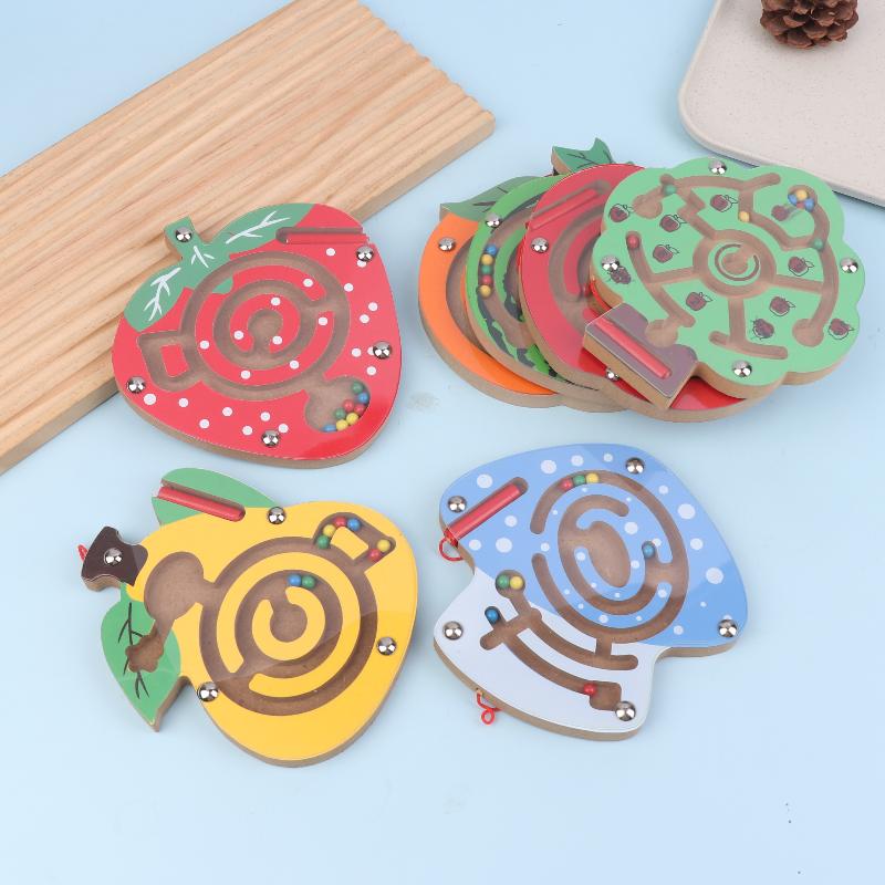 Magnetic Pen Maze Toy With Magnetic Beads, Wooden, Educational Early Childhood Toy, Kindergarten Gift Toy