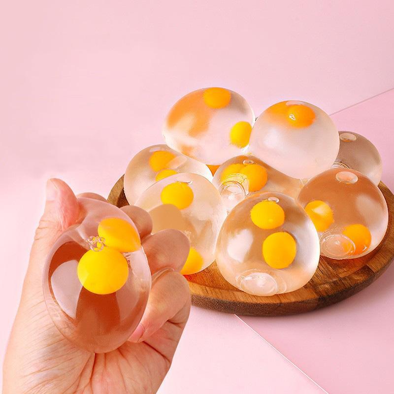 Transparent Simulation Double Yolk Egg Squishy Toys Stress Relief Balls Decompression Anxiety Reducer Fidget Toy For Adults Kids