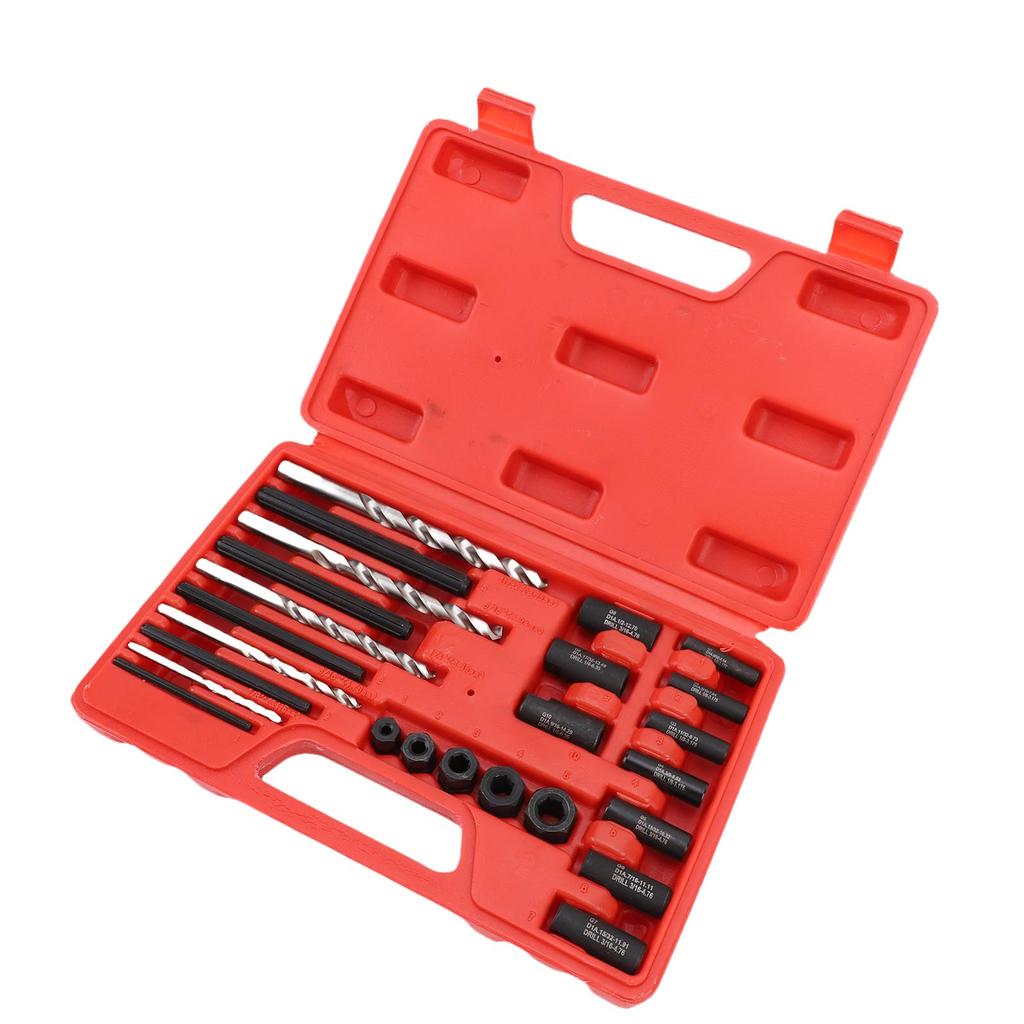 25 Pcs Screw Extractor Set High Hardness Steel Easy Out Broken Bolt Extractor Kit with Storage Case