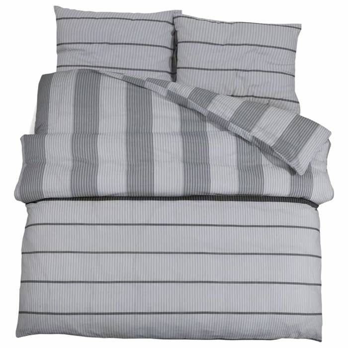 VidaXL Duvet Cover Set Grey 140x200 Cm Cotton 136443