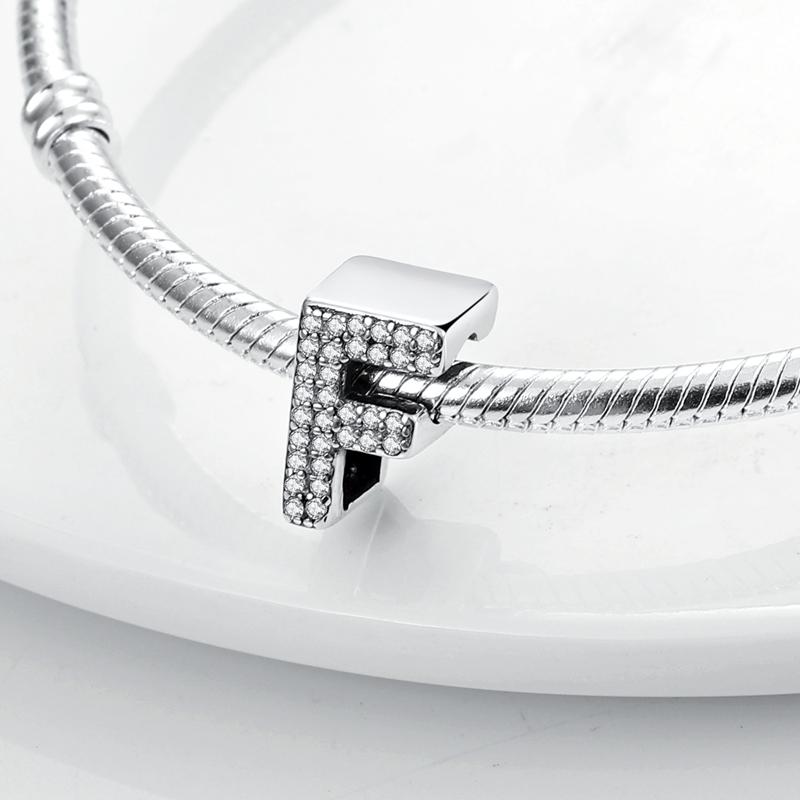 Genuine Copper Plated Color Letter Cubic Zircon Charm Bead Elements Suitable For Authentic Bracelet Style For Women Jewelry Creation Original