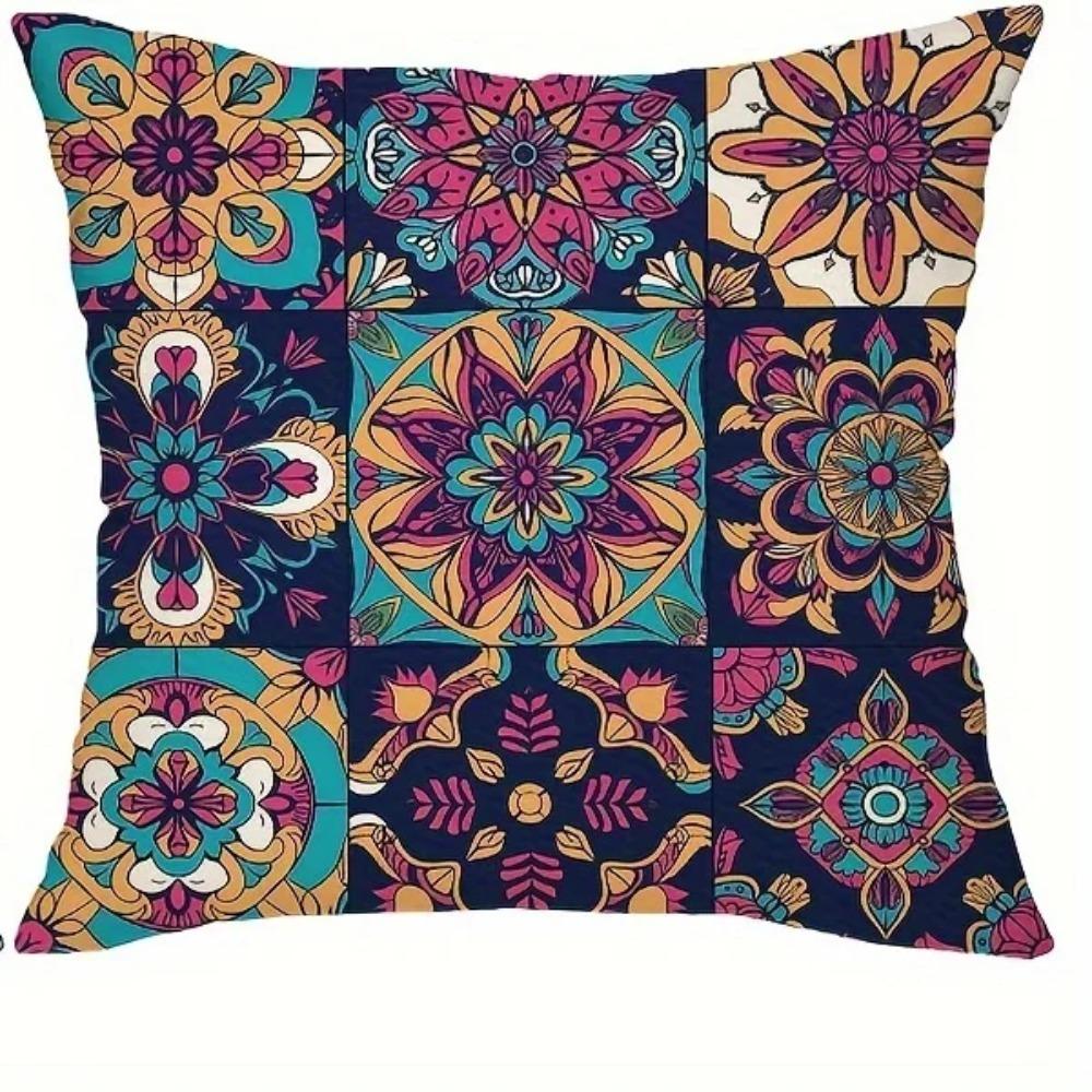 Bohemian Mandala Pillow Covers Double Sided 2D Print Vibrant Pillow Covers Bedroom Living Room Sofa Eclectic Vibe Accessory Gift