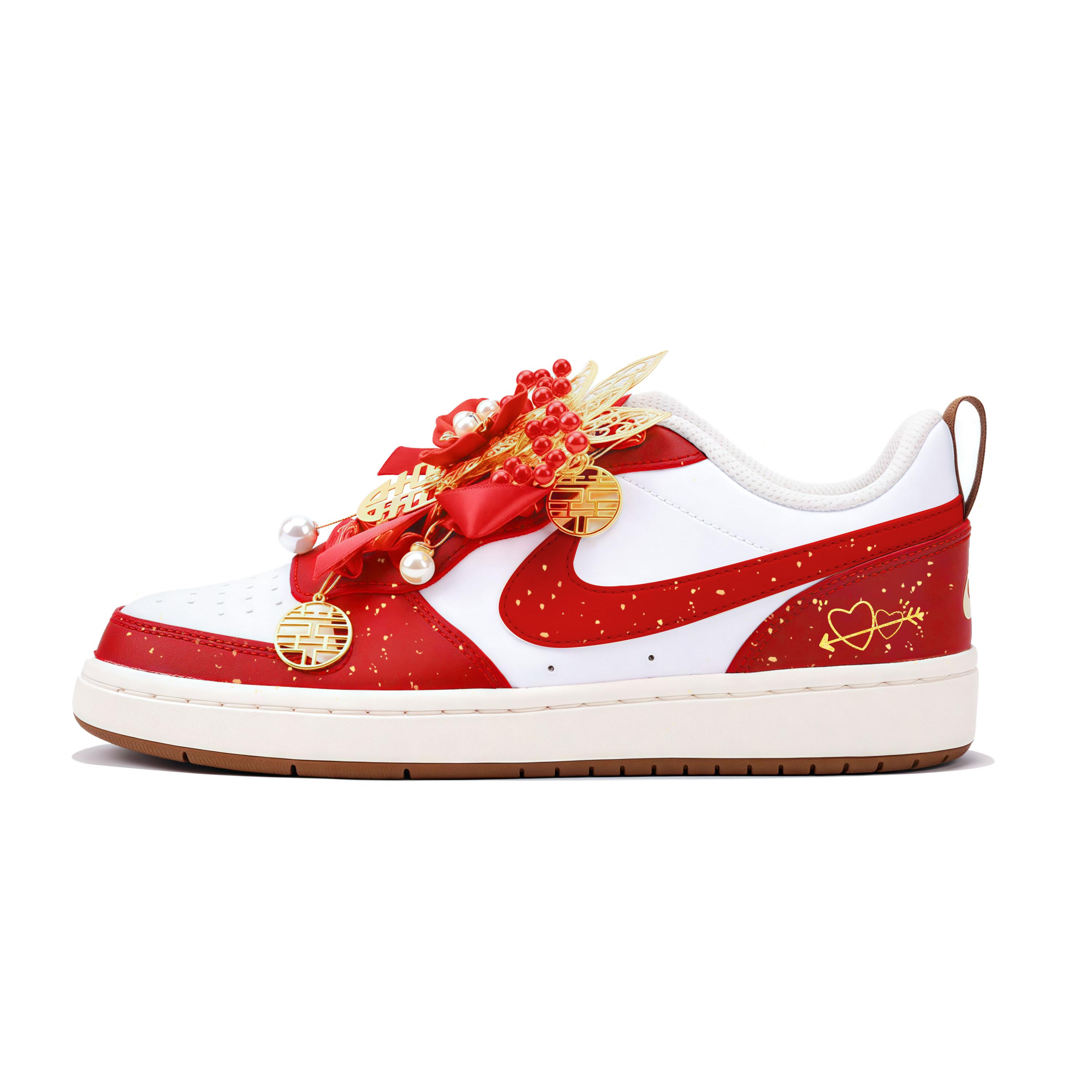 

Nike Court Borough GS Long Lasting And Enduring Abrasion Resistant Slip Resistant Low top Skateboard Shoes Unisex IB4706-121(Team2136-GS) 40