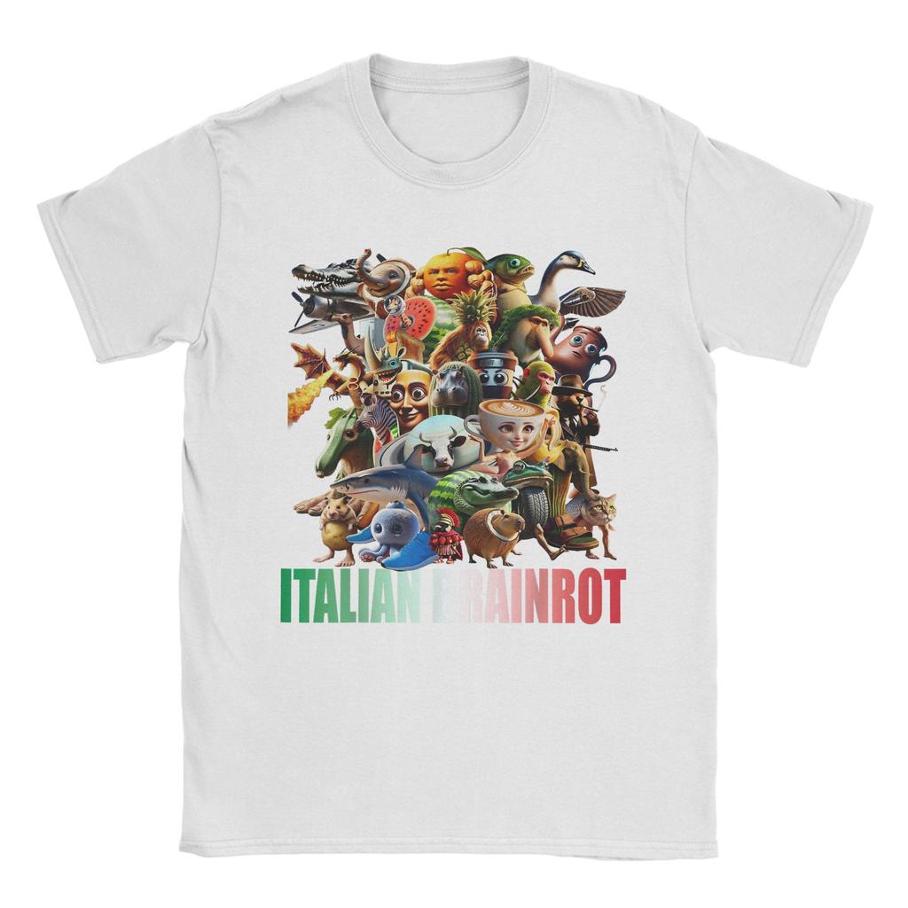 Italian Brainrot Characters Funny Meme Popular TShirt Unisex Novelty Cotton Tees O Neck Short Sleeve T Shirts Printing Clothing