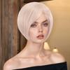White Blonde Synthetic Wigs with Bangs Short Straight Bob Hair for Women Cosplay Daily Natural Heat Resistant Fibre