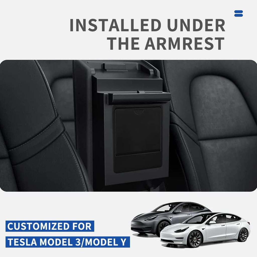 Tesla Armrest Hidden Compartment Storage Box - Center Console Organizer With Secret Compartment For Tesla Model 3/Y (-)