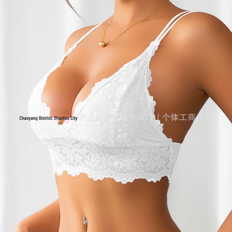 European & American Hot-selling Anti-sagging French Lace Double Strap Sexy Bra