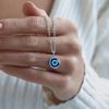 Unique Design Clavicle Necklace, Mysterious Blue Evil Eye Necklace, Elegant Versatile Stainless Steel Pendant for Women