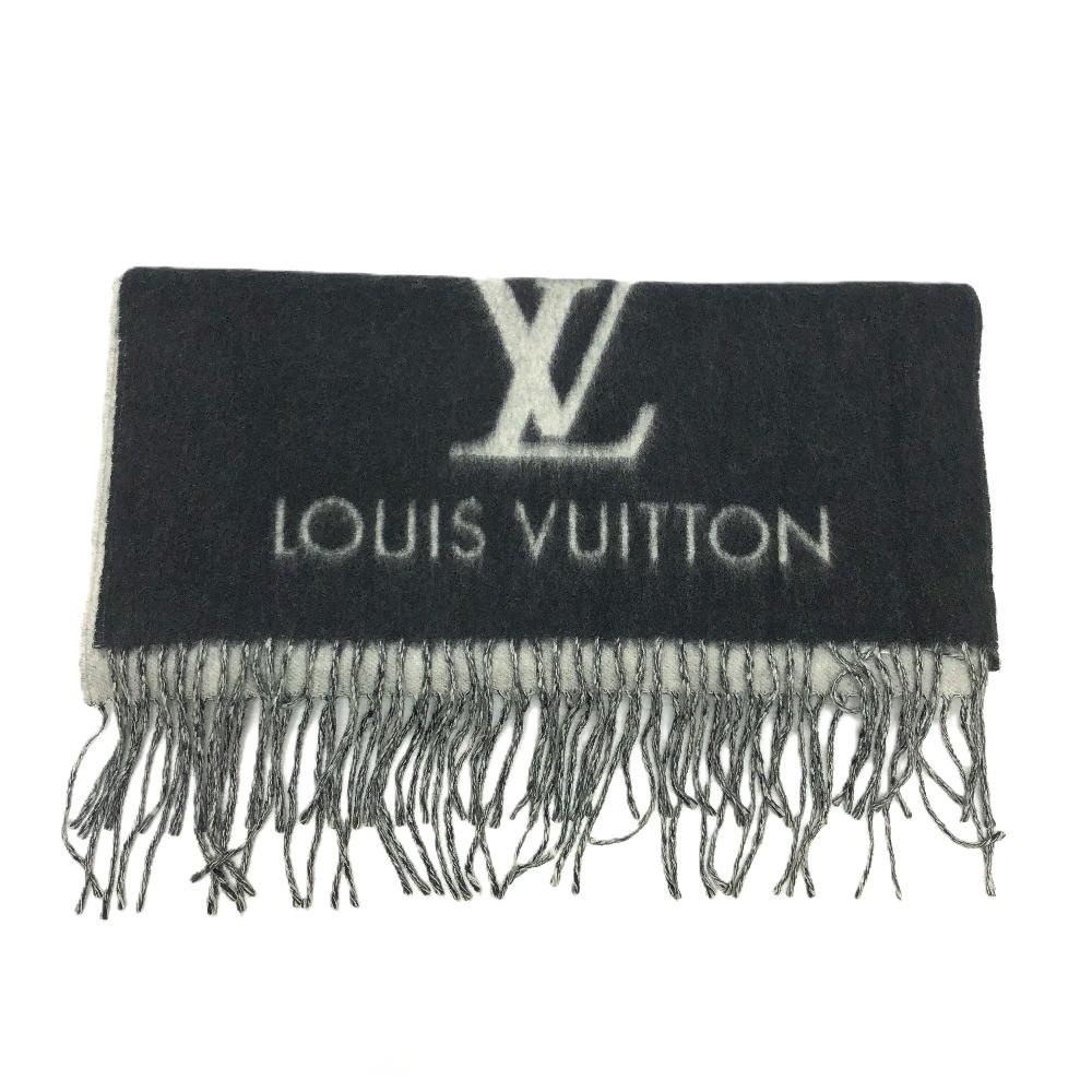 Louis Vuitton M71040 Monogram Reykjavik stole/shawl, fringe Scarf Cashmere Black