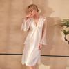 Fairy Style Semi-Sheer Backless Nightgown Ice Silk Mesh Polka Dot Slim Fit Long Cami Loungewear 535 Dreamy Lightweight Sleepwear for Summer Nights