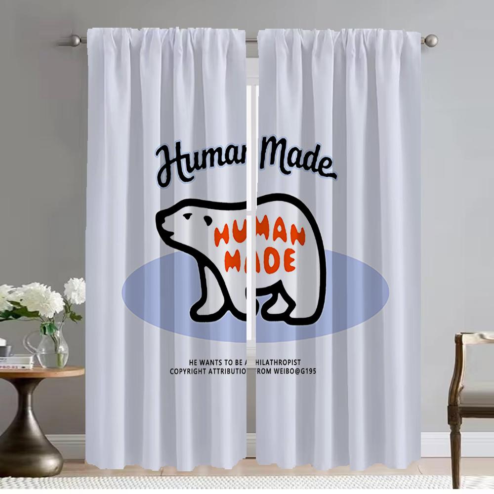 

Curtains Living Room Curtain Panel Human Made Shades Home Interior Halloween Decoration Partition Camera Of Polyester Washable Area Ready W100*H130(CM)-Hooks&2PCS