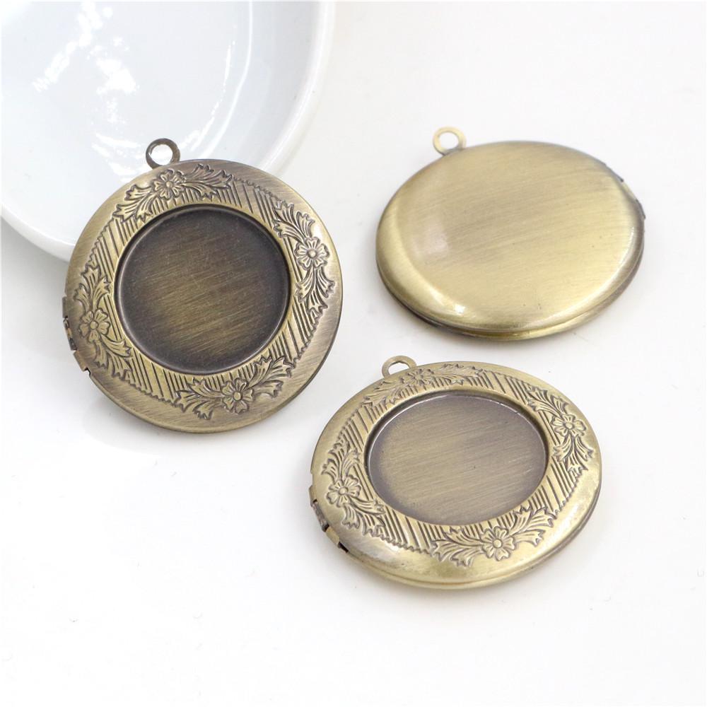 2pcs Inner 20mm Photo Locket Pendants Jewelry Tray Locket Pendant for DIY Cabochon Photo Essential Oil Diffuser Necklace
