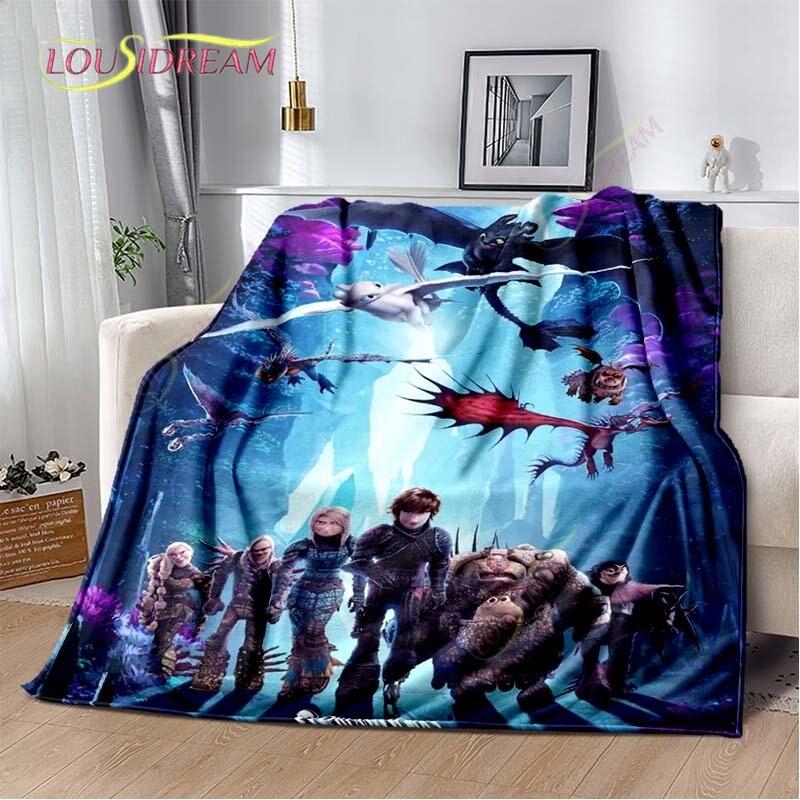 Κινούμενο Σχέδιο Πώς να Εκπαιδεύσεις τον Δράκο σου Χαριτωμένη Κουβέρτα Ελαφρύ Κλινοσκεπάσματα Εξαιρετικά Μαλακή Ζεστή Κουβέρτα Φλις για Κρεβάτι Σαλόνι Καναπέ