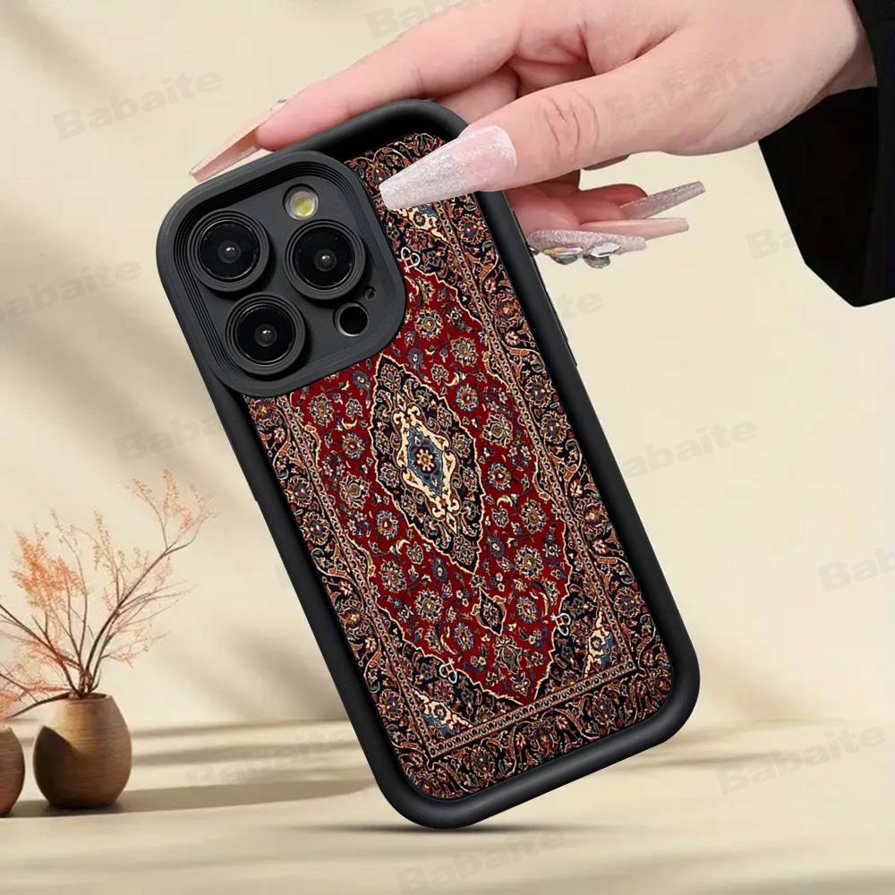 Persian Carpet Floral Art Phone Case For IPhone 17 16 15 14 Plus 13 12 11 Pro Max Air Soft Silicone Cover