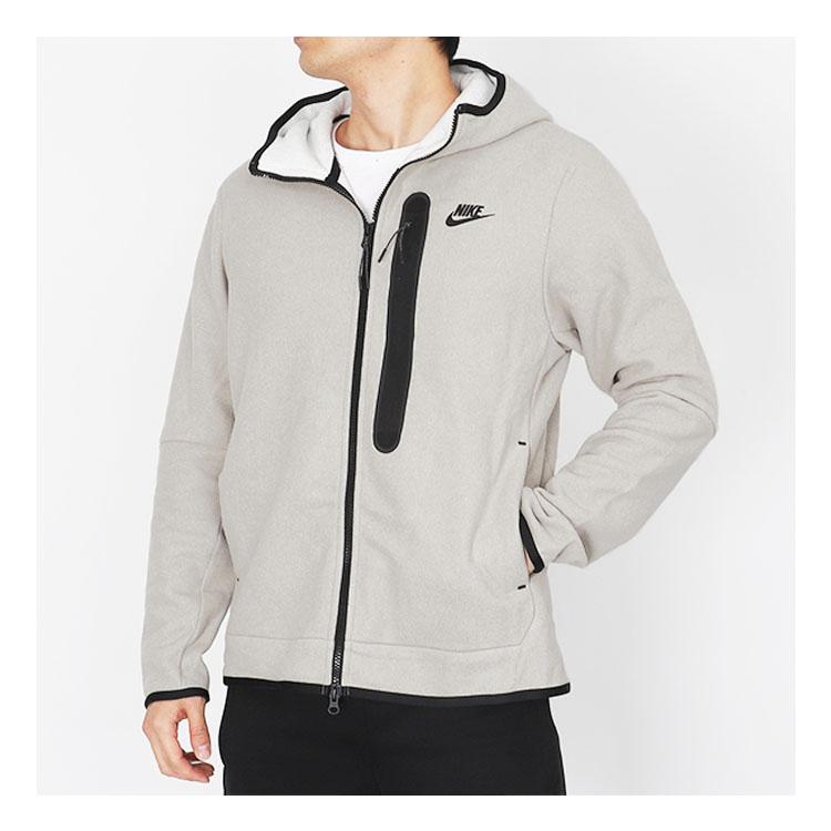 Nike Solid Color Print Logo Zip Hoodie Long Sleeve Sweatshirt Men Tops Pebble-Gray DQ4802-016