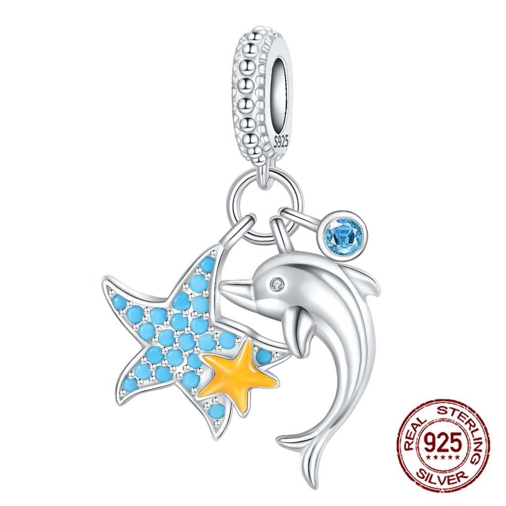 copper Compatible With Authentic Bracelets Charm Jewellery Do It Yourself Blue Clip Bead Charms Galaxy Starry Sky Collection Pendant Moon Dangle