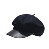 Internet Celebrity Beret Children Autumn and Winter British Retro Woolen Leather Brim Cap Painter Hat Tide