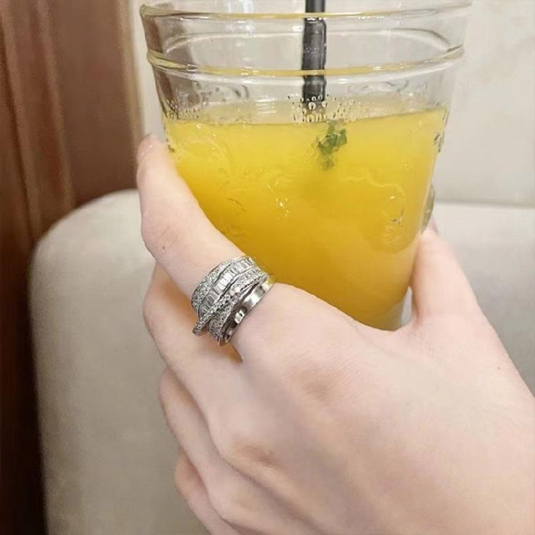 Elegant Multi Row Cubic Zirconia Open Ring Engagement Wedding Band Gift for Her Wedding Anniversary Jewelry