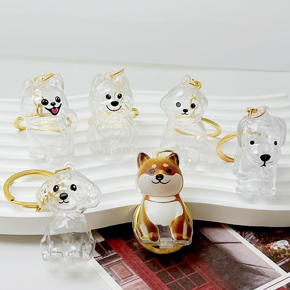 50pcs Cute Transparent Plastic Keychain Dog Hair Storage Keyring Bag Car Pendant For Family Member Souvenir Gift