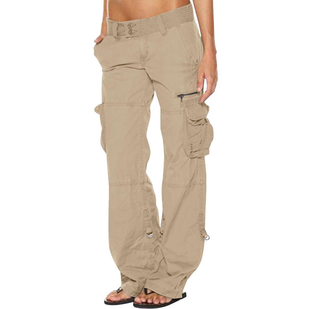 Retro French Wide-Leg Women's Cargo Pants with Multi-Pocket Design - European & American Style, Casual and Loose Fit