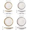 Round Ceramic Steak Plate with Stone Pattern and Gold and Silver Edge Western Restaurant Kitchen Dessert Fruit Plate Tableware