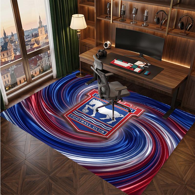 Tappeto in Velluto di Cristallo con Stampa Calcio Ipswich Town, Tappeto da Pavimento Interno Comodo Assorbente d'Acqua Antiscivolo