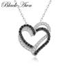 BLACK AWN Heart Genuine LOVE Necklaces Pendants Jewelry Black&White Stone Jewelry For Women