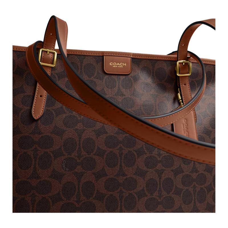 COACH TAXI 36 Brand Classic Logo Tote Bag Tote Bag Shopping Bag Artificial Leather Shoulder Bag Large Size Women's Dark Brown