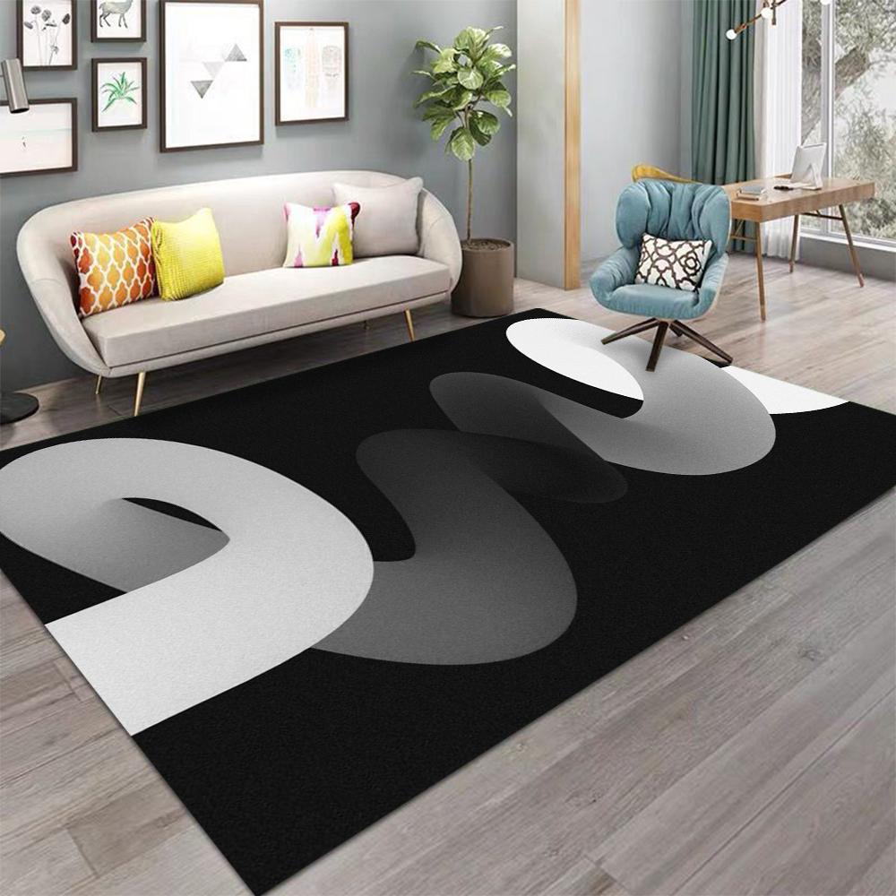Abstract Geometric Pattern Floor Mat Various Styles with Curved Lines and Gradient Colors NonSlip Rug for Home Decor