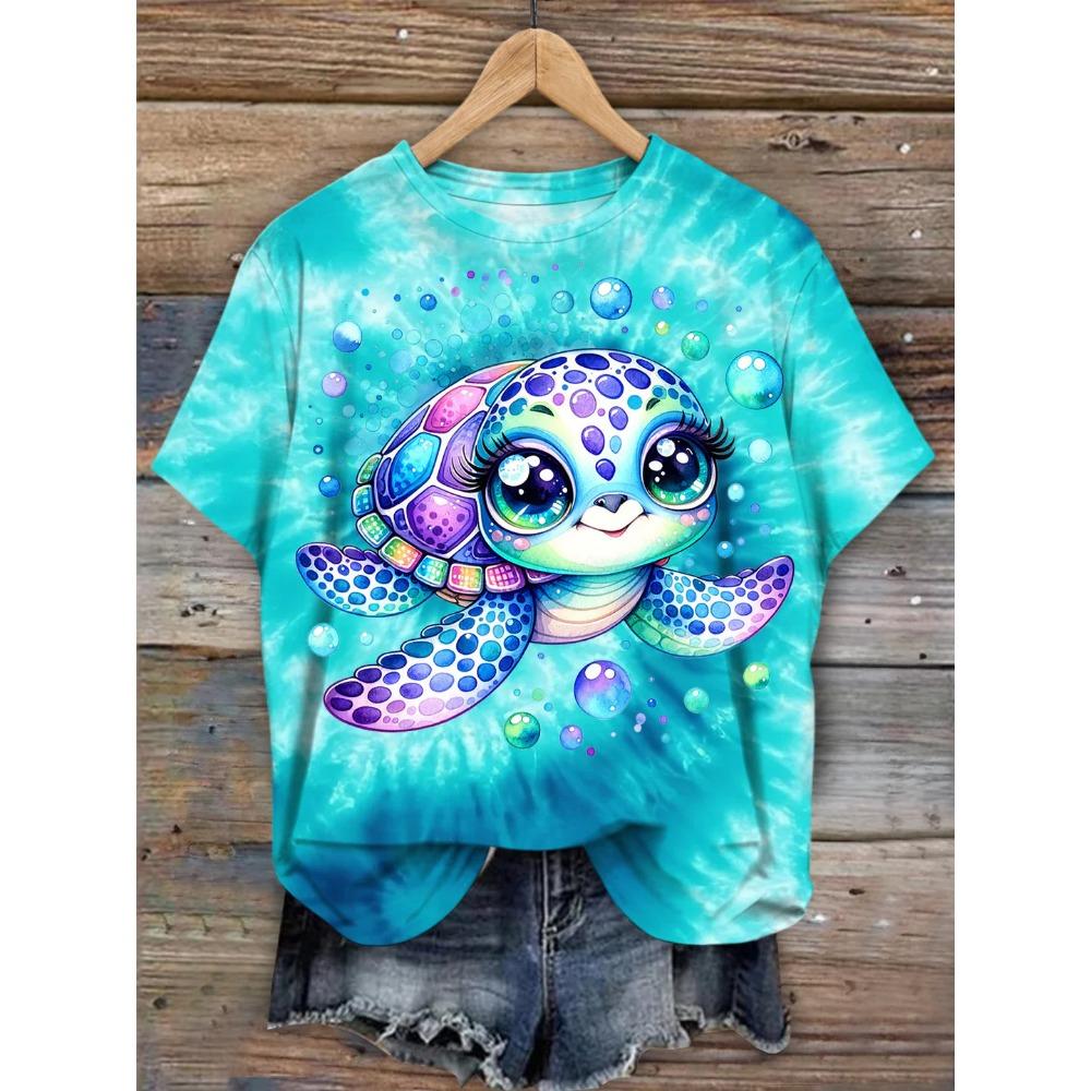 Summer T-Shirt Hawaiian Short Sleeve Tee Tops O-Neck Hawaii Women's Clothing
