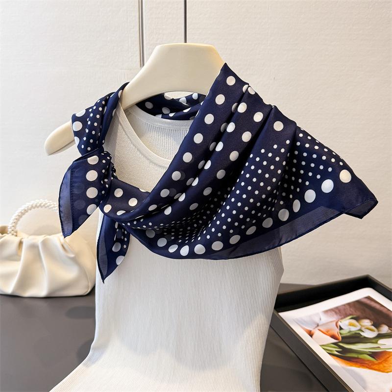 New Dot Prints Women Square Scarf Foulard Lady's Soft Satin Hair Scarves Multi-Neck Printed Head Kerchief Fashion Girl Scarfs