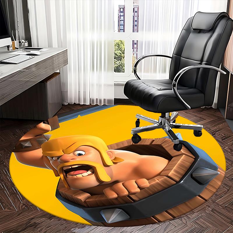 Clash Royale,Barbarian King Chair Mat Round Rug Office Carpet, Non Slip, Suitable for Living Rooms, Bedrooms Decor.1205007a