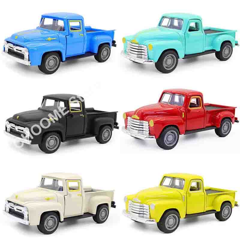 1:32 Scale Classic Pickups Truck Car Model Alloy Pull Back Diecast & Toys Vehicle For Boys Children Christmas Collection Toy Car