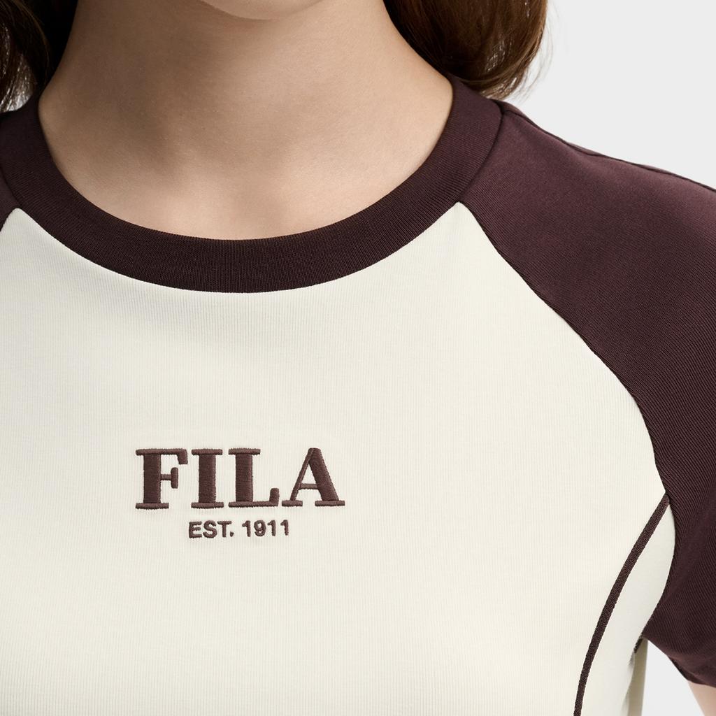 FILA Original Classic Slim Fit Crew Neck Knitted Short Sleeve T-Shirt Women tops F11W619101F-IV