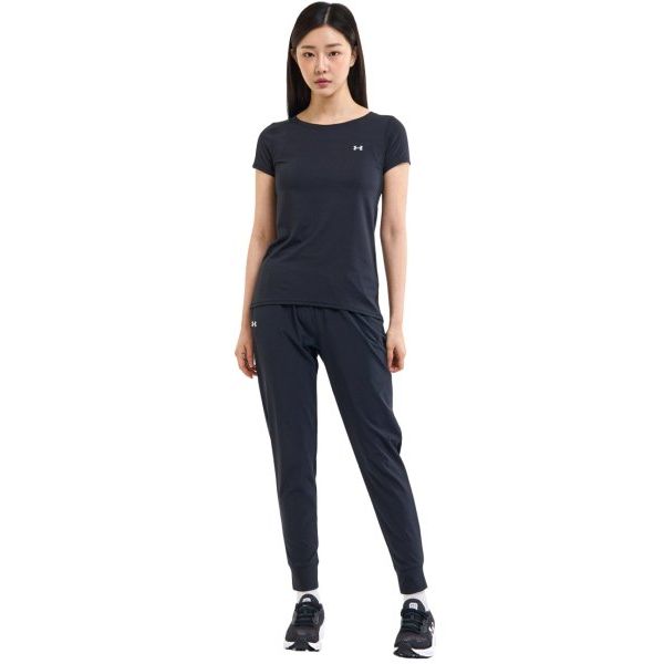 Under Armour Ua Armoursport High-Rise Webhose Einfarbig Mittelhoch Tailliert Konisch Gestrickte Sporthose Damen Hose Schwarz 1382727-001