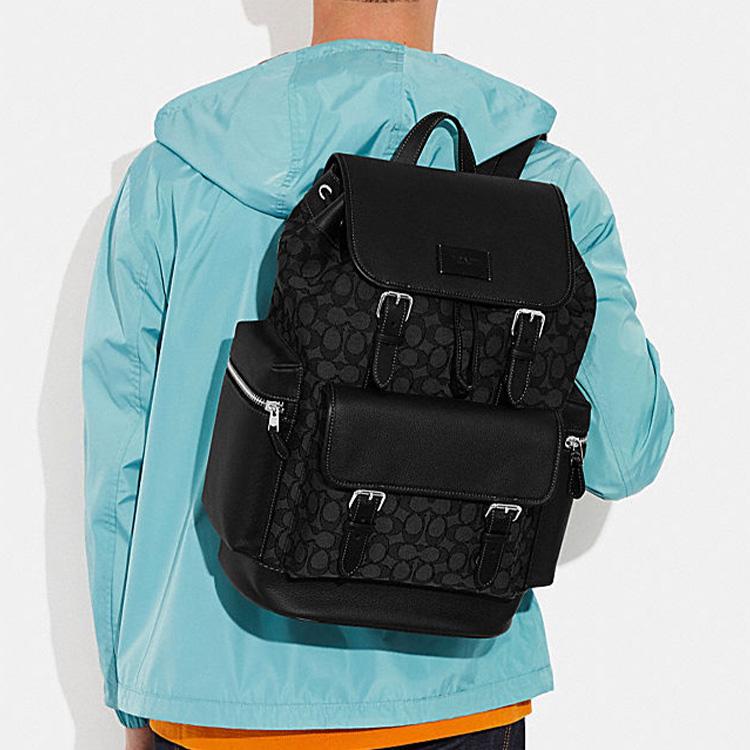 Coach Sprint 29 Drawstring Quick Release Leather And Fabric Backpack Large Men Backpack Black CE523-SVO1U