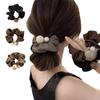 Chouchou Haarschmuck 3-teiliges Set glänzendes großes Perlen-Haarband Zopf Hochsteckfrisur Geschenk Satin Gummi runde Form elegant Anzug Ausflug Date Pendeln Hoch
