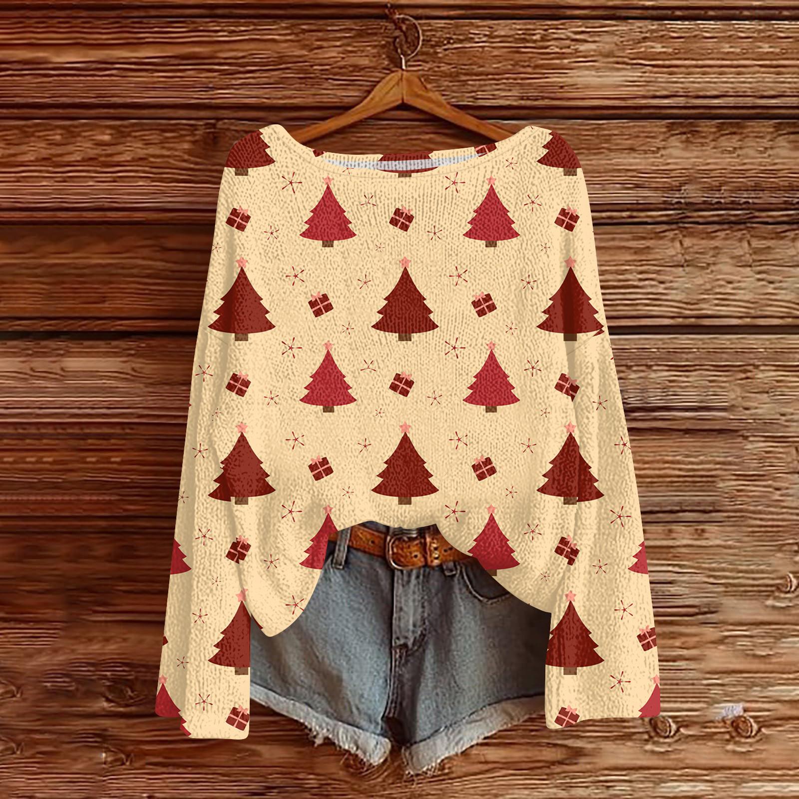 

Женский модный вязаный свитер оверсайз с длинными рукавами и рождественским принтом XL жёлтый