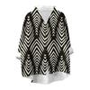Women's Loose Ruffled Retro Floral Print Stand Collar Long Sleeve Cotton And Linen Top