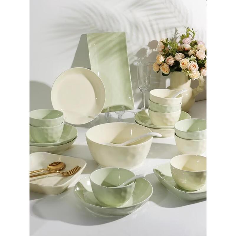 HANDUNYOU 10-Piece Cream Style Ceramic Dinnerware Set